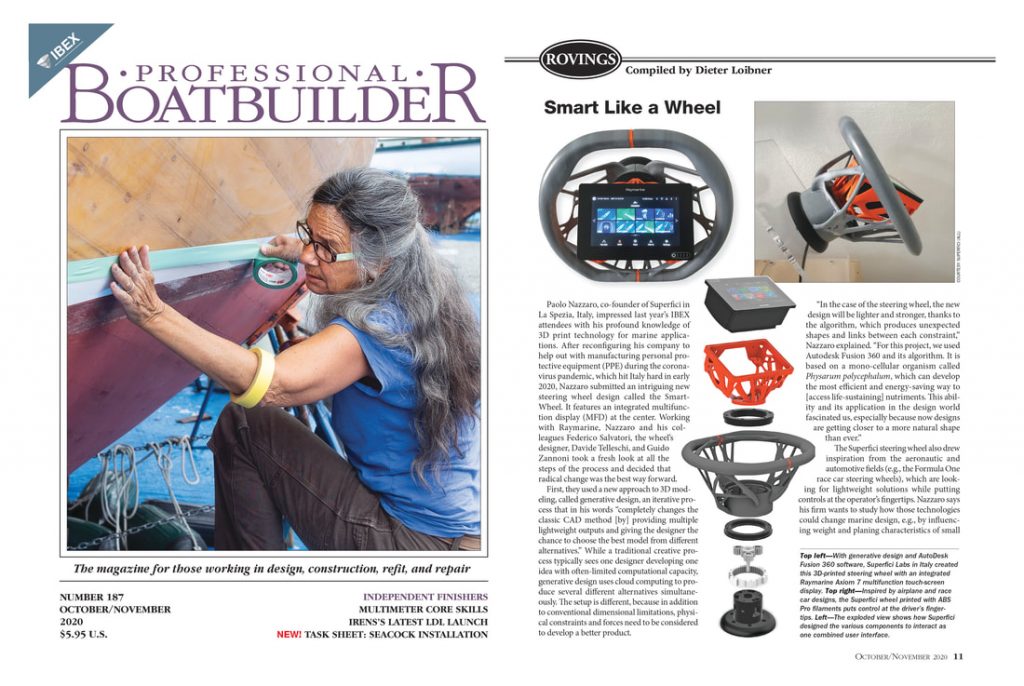 01/10/2020 SUPERFICI sulla rivista americana Professional Boat Builder.